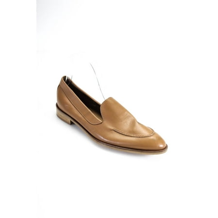 Everlane Womens Leather Wooden Outsole Loafers Beige 9