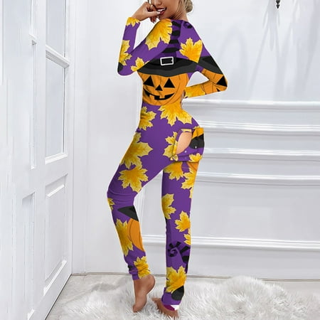 Mchoice Halloween Pajamas Women One-piece Pajamas Butt Button Back Flap Jumpsuit Pajamas Onesies pajamas for Women V-Neck Long Sleeve Bodysuit Rompers
Mchoice Halloween Pajamas Women One-piece Pajamas Butt Button Back Flap Jumpsuit Pajamas Onesies pajamas for Women V-Neck Long Sleeve Bodysuit Rompers