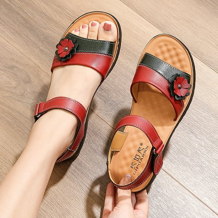 LIANGP Women s Sandals Summer Outwear Middle Aged Flat Bottom Hook Loop Elderly Soft Sole Anti Slip Slippers Women s Shoes Red Size 7
LIANGP Women s Sandals Summer Outwear Middle Aged Flat Bottom Hook Loop Elderly Soft Sole Anti Slip Slippers Women s Shoes Red Size 7