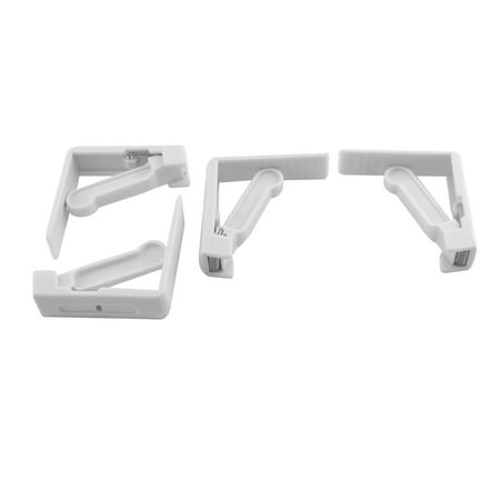 Home White Plastic Spring Closure Triangle Tablecloth Clip 4 Pcs