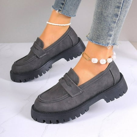Women s Soft Leather Platform Slip-On Loafers Comfortable Round Toe Chunky Heel Business Casual Dress Shoes Non-slip Lug Sole Thick Sole Heightened Driving Loafers
Women s Soft Leather Platform Slip-On Loafers Comfortable Round Toe Chunky Heel Business Casual Dress Shoes Non-slip Lug Sole Thick Sole Heightened Driving Loafers