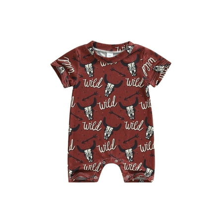 Genuiskids Infant Baby Western Cowboy Jumpsuit Cartoon Bull Head Print Short Sleeve Round Neck Romper for Boys Girls 0-18 Months
Genuiskids Infant Baby Western Cowboy Jumpsuit Cartoon Bull Head Print Short Sleeve Round Neck Romper for Boys Girls 0-18 Months