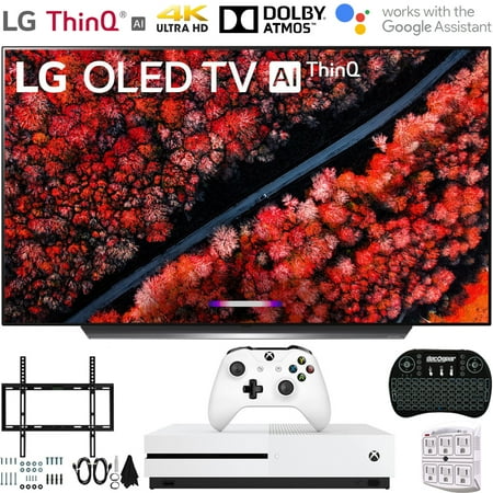 LG OLED65C9PUA 65" 4K HDR OLED Glass Smart TV w/ AI ThinQ (2019 Model) Includes Microsoft Xbox One S 1TB & Ultimate Wall Mount Accessory Bundle (65C9PUA OLED65C9P OLED65C9)