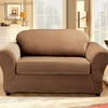 HOME TRENDS STRETCH HERRINGBONE TAUPE LOVESEAT AND SOFA SLIPCOVER