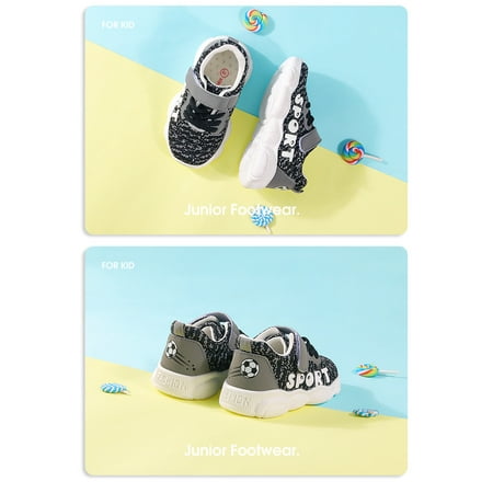 Toyella Bear Bottom Velcro Slip and Breathable Boys and Girls Shoes Grey 20