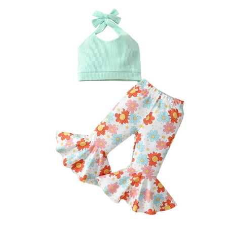 Toddlers And Baby Girls Sets Clothing Floral Printed Halter Neck Sleeveless Tops Vest Bell Bottoms Pants Outfits Lovely Holiday Sports Fashion Sets
Toddlers And Baby Girls Sets Clothing Floral Printed Halter Neck Sleeveless Tops Vest Bell Bottoms Pants Outfits Lovely Holiday Sports Fashion Sets