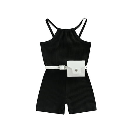 Gureui Toddler Infant Baby Girls Summer Romper Solid Color Ribbed Sleeveless Sling Shorts Jumpsuit with Belt Bag
Gureui Toddler Infant Baby Girls Summer Romper Solid Color Ribbed Sleeveless Sling Shorts Jumpsuit with Belt Bag