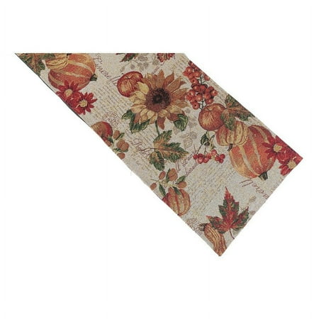 IH Casa Decor Tapestry Table Runner (Square End) (13 X 72) (Sunflower Pumpkin)