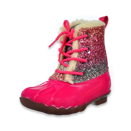 Adrienne Vittadini Girls Glitter Duck Boots - fuchsia 6 toddler