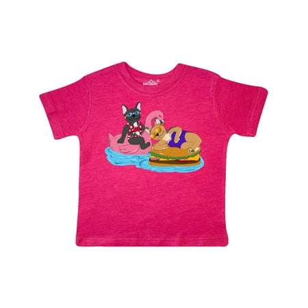 Inktastic Cute French Bulldogs On Pool Floaties Gift Toddler Boy or Toddler Girl T-Shirt