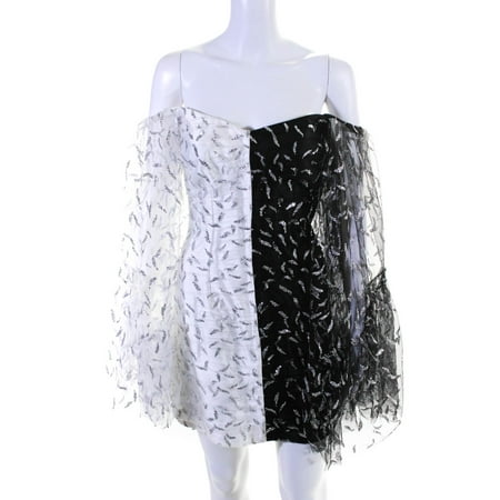 Sandra Mansour Womens Two Tone Glitter Mini Dress Black White Size EUR 42