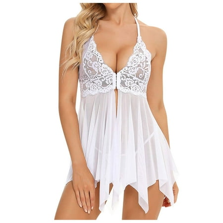 DNDKILG Womens Lace Teddy Lingerie Sexy See Through Babydoll Deep V Neck Nightgown Chemise White M
DNDKILG Womens Lace Teddy Lingerie Sexy See Through Babydoll Deep V Neck Nightgown Chemise White M