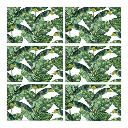 MKHERT Exotic Tropical Banana Palm Leaves Placemats Table Mats for Dining Room Kitchen Table Decoration 12x18 inch Set of 6
MKHERT Exotic Tropical Banana Palm Leaves Placemats Table Mats for Dining Room Kitchen Table Decoration 12x18 inch Set of 6
