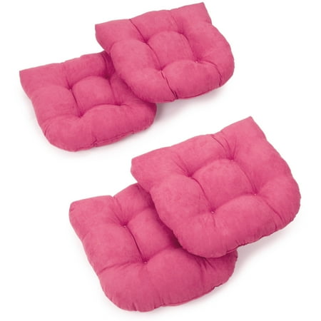 Blazing Needles Microsuede U Shaped Indoor Chair Cushion - Set of 4