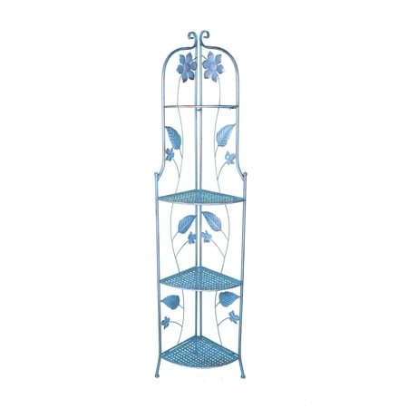 67.5' Blue Copper Corner Bakers Rack with 4 shelves