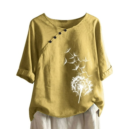 kakina CMSX Sunflower Shirts for Women Plus Size Print Short Sleeve Loose Button Crewneck Shirt Solid Blouse Tops Print Tops Blouse T-Shirt Yellow S
kakina CMSX Sunflower Shirts for Women Plus Size Print Short Sleeve Loose Button Crewneck Shirt Solid Blouse Tops Print Tops Blouse T-Shirt Yellow S