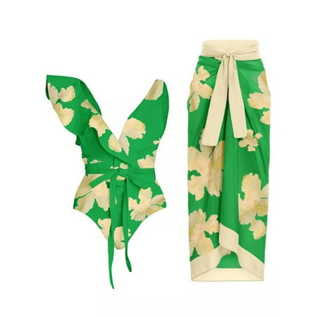Yubatuo Women s Fashion Retro Printed Conservative One-piece Beach Dress Set (2 Piece Set With Bra Pads And No Steel Bra) Green S
Yubatuo Women s Fashion Retro Printed Conservative One-piece Beach Dress Set (2 Piece Set With Bra Pads And No Steel Bra) Green S