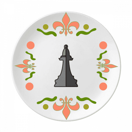 Checkerboard Bishop White Word Chess Flower Ceramics Plate Tableware Dinner Dish