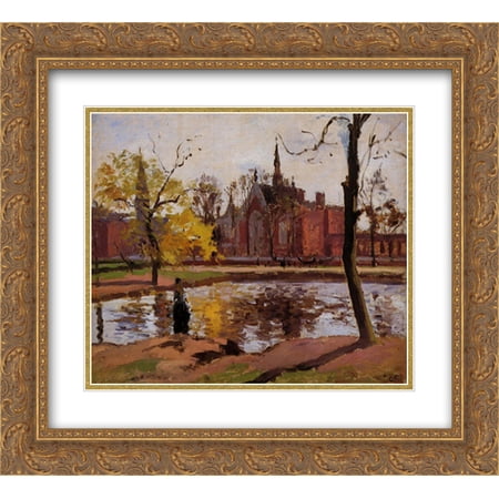 Camille Pissarro 2x Matted 24x20 Gold Ornate Framed Art Print 'Dulwich College, London'