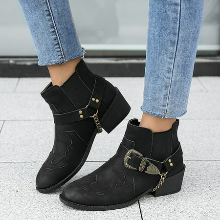 NEGJ Fashion Women Solid Color Autumn Thick Sole Square Heels Buckle Strap Short Booties Round Toe Shoes
NEGJ Fashion Women Solid Color Autumn Thick Sole Square Heels Buckle Strap Short Booties Round Toe Shoes