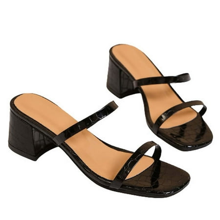 Stamzod Women s Summer Casual Square Head Slippers Middle Heel Fashion Slippers Clearance Black 36
Stamzod Women s Summer Casual Square Head Slippers Middle Heel Fashion Slippers Clearance Black 36