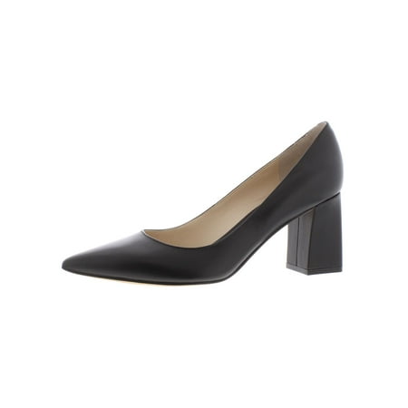 Marc Fisher Women s Block Heal Pointy Toe Pump Black Leather 8.5