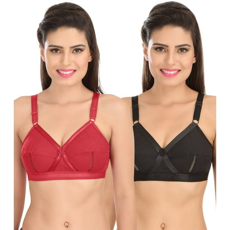 Ossirrio Women Everyday Comfort Full Cup Bra Non Wired Plus Size Cotton Bra Pack of 2 Maroon and Black
Ossirrio Women Everyday Comfort Full Cup Bra Non Wired Plus Size Cotton Bra Pack of 2 Maroon and Black