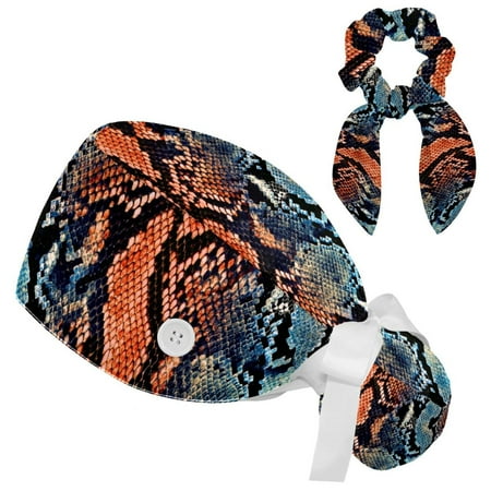 Working Cap with Buttons and Sweatband Scrub Hat Bouffant Caps with Scrunchie Python Snake Texture Tie Back Hats
Working Cap with Buttons and Sweatband Scrub Hat Bouffant Caps with Scrunchie Python Snake Texture Tie Back Hats