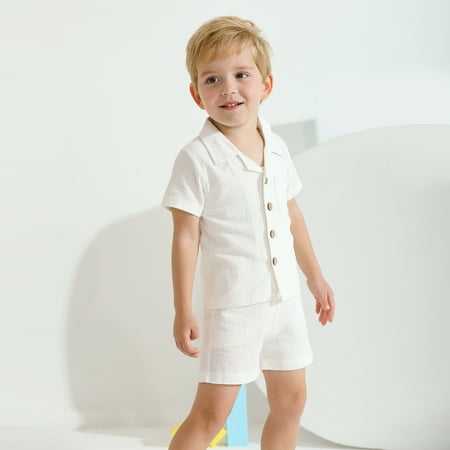 ESHOO 2Pcs Toddler Baby Boys Cotton Linen Shorts Set Button-Down Shirt Tops + Shorts Kids Summer Clothes with Pockets Size 12M-5T
ESHOO 2Pcs Toddler Baby Boys Cotton Linen Shorts Set Button-Down Shirt Tops + Shorts Kids Summer Clothes with Pockets Size 12M-5T
