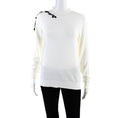 Esqualo Womens White Beaded Crew Neck Long Sleeve Sweater Top Size M 
Esqualo Womens White Beaded Crew Neck Long Sleeve Sweater Top Size M