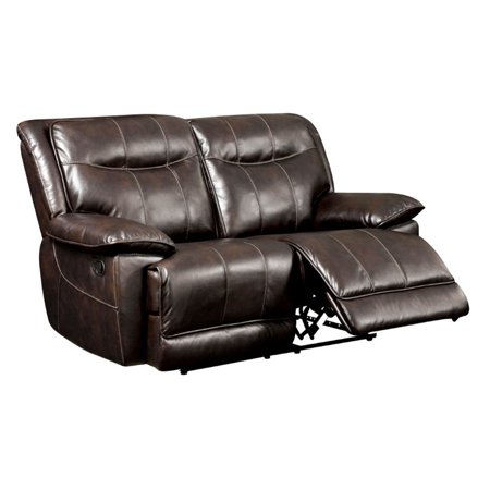Furniture of America Schaffer Leather Reclining Loveseat in Brown