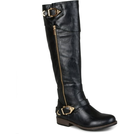 Brinley Co. Womens Round Toe Buckle Detail Boots