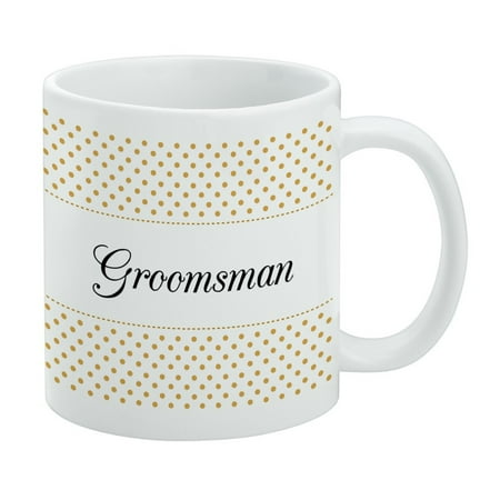 Groomsman Wedding Elegant Polka Dots White Mug