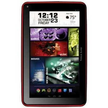 Refurbished Visual Land Prestige ELITE 7Q - 7 Quad Core 8GB Android Tablet, KitKat4.4, Google Play (Red)
