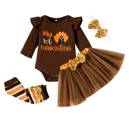 Babys Girls Long Sleeve Thanksgiving Turkey Romper Bodysuits Bowknot Mesh Tulle Skirt Headbands Leg Warmer Outfits Set Clothes for Baby
Babys Girls Long Sleeve Thanksgiving Turkey Romper Bodysuits Bowknot Mesh Tulle Skirt Headbands Leg Warmer Outfits Set Clothes for Baby