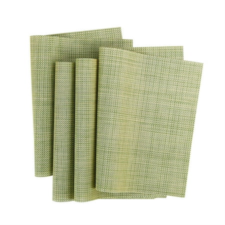Heat Resistant Non-skid Removable PVC Table Mats Woven Placemats Green 4pcs for Christmas