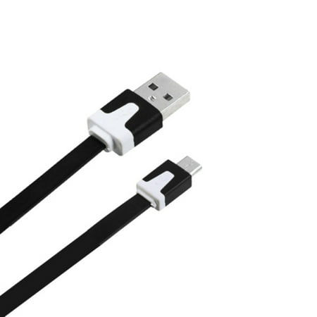 Insten Black Noodle Micro USB Data Sync Charging Cable for Samsung Galaxy S4 S3 S2 S Note 1 2 3 LG Optimus L7 L9 II