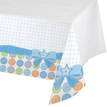 Pack of 6 Cute As A Button Boy Disposable Rectangle Plastic Banquet Party Table Covers 102