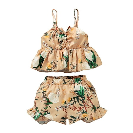 Kucnuzki 6 Months Baby Girl Summer Outfits Shorts Sets 9 Months Sling Big Floral Prints Camisole Tops Elastic Cozy Shorts 2PCS Set Khaki
Kucnuzki 6 Months Baby Girl Summer Outfits Shorts Sets 9 Months Sling Big Floral Prints Camisole Tops Elastic Cozy Shorts 2PCS Set Khaki