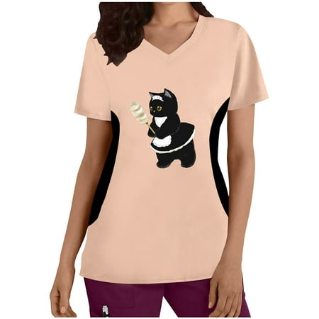 JGGSPWM Women s Scrub Tops V Neck Short Sleeve Tees Fashion Blouse Working Medical Cut Cat Print Nursing Workwear T-shirts Khaki XXL
JGGSPWM Women s Scrub Tops V Neck Short Sleeve Tees Fashion Blouse Working Medical Cut Cat Print Nursing Workwear T-shirts Khaki XXL