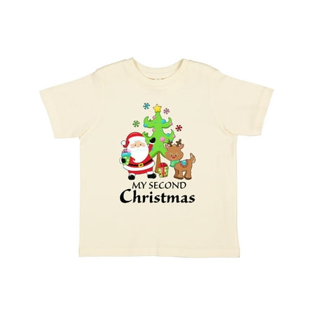 Inktastic My 2nd Christmas with Santa Reindeer and Tree Gift Toddler Boy or Toddler Girl T-Shirt