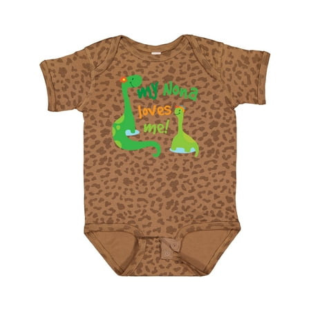 Inktastic My Nona Loves Me Grandson Dinosaur Gift Baby Boy Bodysuit