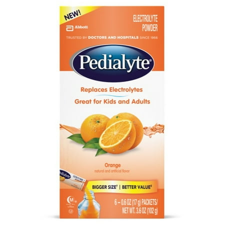 Pedialyte Electrolyte Powder, Electrolyte Drink, Orange, Powder Sticks, 0.6 Ounce, 36 Count