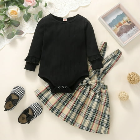 NIUREDLTD Baby Girls Autumn Winter Long Sleeve Ribbed Romper Bodysuit Plaid Suspender Dress Set Clothing
NIUREDLTD Baby Girls Autumn Winter Long Sleeve Ribbed Romper Bodysuit Plaid Suspender Dress Set Clothing