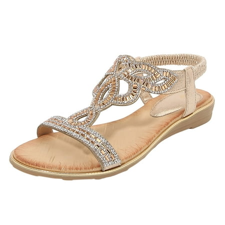 Womens Casual Strappy Flat Sandal Ladies Summer Fashion Hollow Rhinestone Flat Bottom Bohemian Comfortable Large Size Beach Shoes Sandals
Womens Casual Strappy Flat Sandal Ladies Summer Fashion Hollow Rhinestone Flat Bottom Bohemian Comfortable Large Size Beach Shoes Sandals