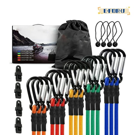 Bungee Cords | Premium Heavy Duty Outdoor Carabiner Bungee Cords with Hooks
