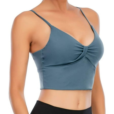 

DNDKILG Knot Bralettes for Women Comfort Wirefree Longline Seamless Sports Bra Blue XL