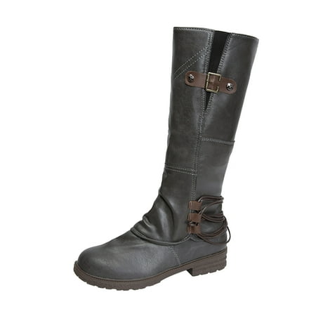 Cycling Shoes Women Ladies Vintage Solid Color Leather Top Boots Side Zip Belt Buckle Flat Fashion Long Boots Keen-High Boots for Women PU Grey
Cycling Shoes Women Ladies Vintage Solid Color Leather Top Boots Side Zip Belt Buckle Flat Fashion Long Boots Keen-High Boots for Women PU Grey