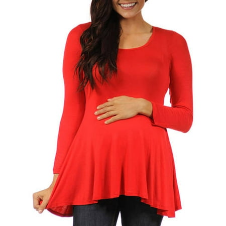 Women s Long-sleeve Scoop Neck Maternity Tunic Top