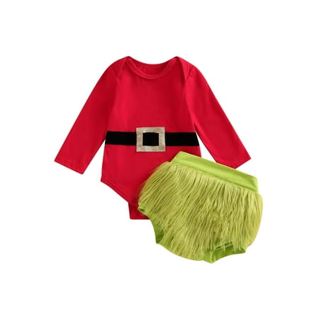 Canrulo Newborn Infant Baby Girls Christmas Clothes Long Sleeve Belted Santa Romper + Furry Shorts Outfits Red 6-12 Months
Canrulo Newborn Infant Baby Girls Christmas Clothes Long Sleeve Belted Santa Romper + Furry Shorts Outfits Red 6-12 Months